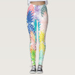 Hawaiian Pineapple Pattern Tropical Watercolor Leggings<br><div class="desc">Whimsical Watercolor pineapple pattern,  modern trendy,  abstract multicolor pineapples fruit design featuring bright and colourful Hawaiian pineapple with artistic and abstract pastel tropical pink,  yellow,  blue,  red colours on a white background. Celebrate summer with this fresh and psychedelic fruit pattern</div>