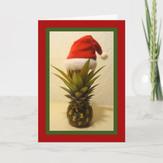 Hawaiian Pineapple Santa Hat Christmas Card