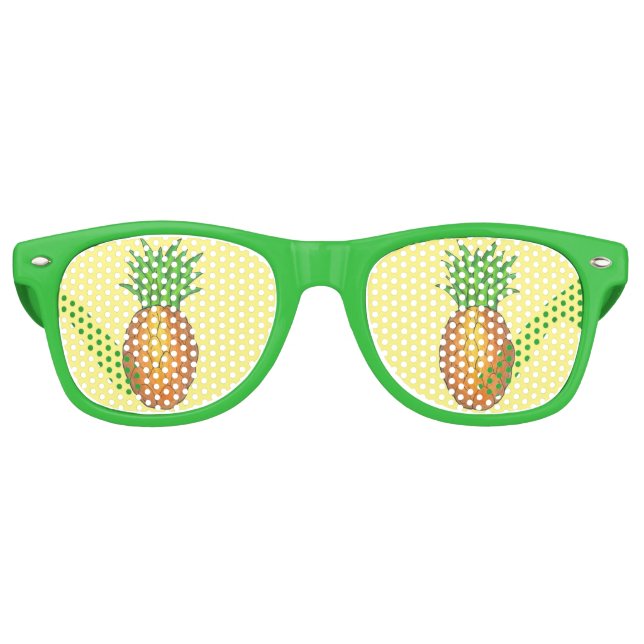 Hawaiian Pineapple Tropical Island Fruit Hawaii HI Retro Sunglasses (Front)