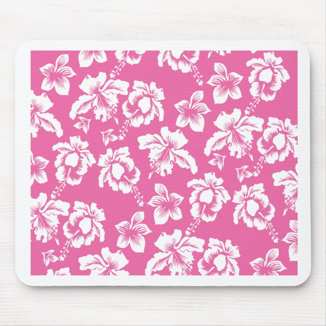 Hawaiian Pink Flower Mouse Mat (Front)
