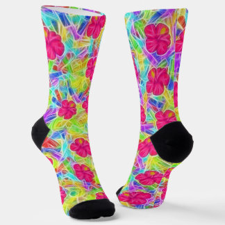 Hawaiian Pink Flowers Socks