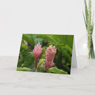 Hawaiian Pink Ginger Flower Photo Thank You Card
