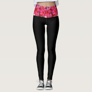 Hawaiian pink plumeria yoga leggings