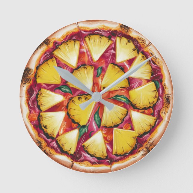 Hawaiian Pizza Round Clock (Front)