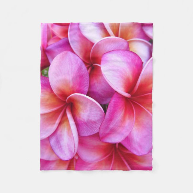 Hawaiian Plumeria Fleece Blanket (Front)