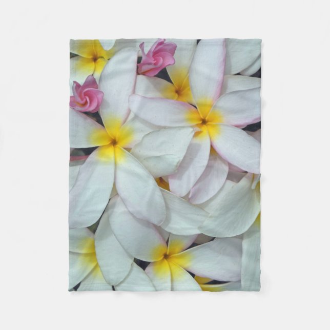 Hawaiian Plumeria Fleece Blanket (Front)