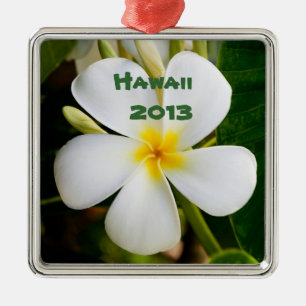 Hawaiian Plumeria Flower Keepsake Metal Tree Decoration