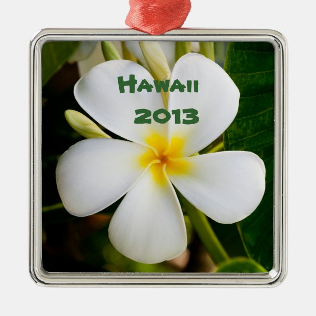 Hawaiian Plumeria Flower Keepsake Metal Tree Decoration (Front)