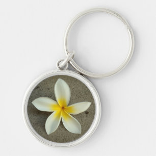Hawaiian plumeria flower keychain