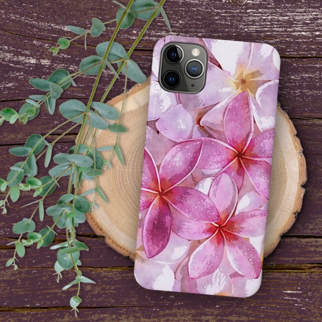 Hawaiian Plumeria Flower Watercolor Art Painting iPhone Case (Creator Uploaded)
