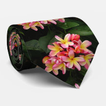 Hawaiian Plumeria Flowers Men's Necktie