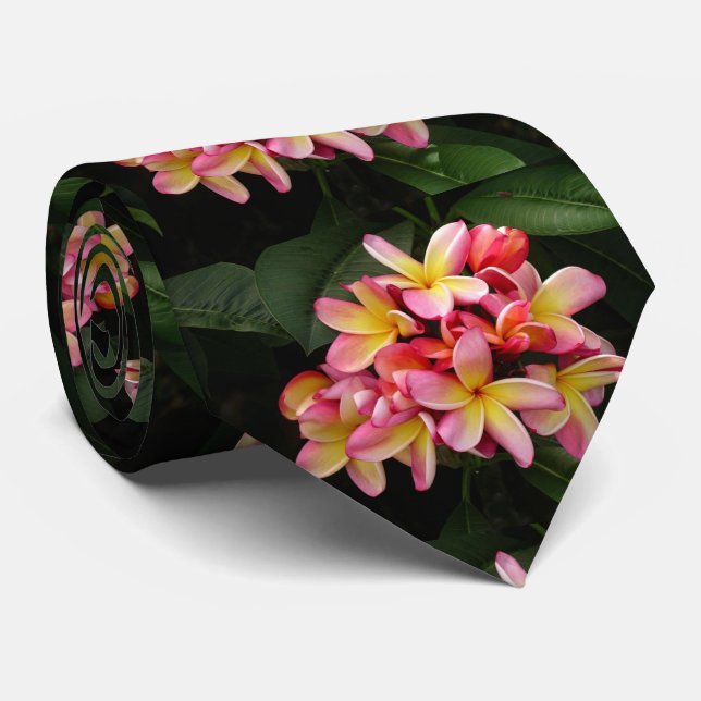Hawaiian Plumeria Flowers Men's Necktie (Rolled)