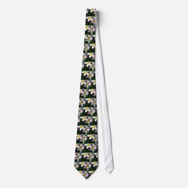 Hawaiian Plumeria Flowers Tie (Front)