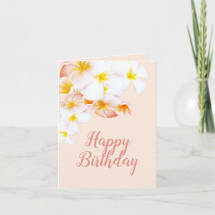 Hawaiian Plumeria Frangipani Happy Birthday Card