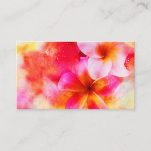 Hawaiian Plumeria in Neon Pink, Yellow, and White Business Card