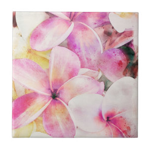 Hawaiian Plumeria Tropical Floral Tile