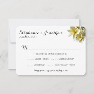 Hawaiian Plumeria White Wedding Reply With Menu