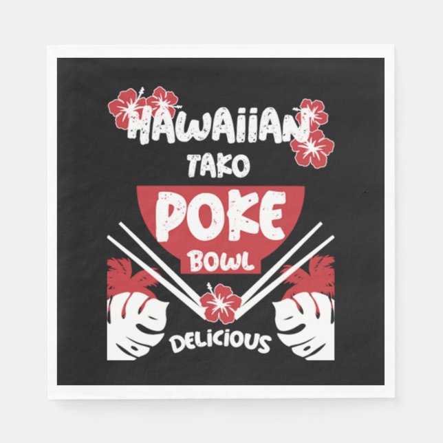 Hawaiian Poke Bowl Tako Poke   Napkin (Front)