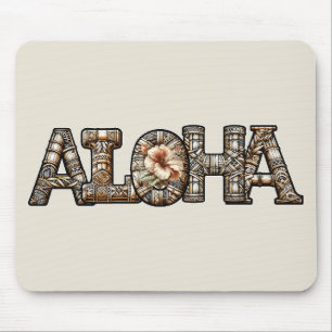 Hawaiian Polynesian Aloha Bamboo Look Mouse Mat
