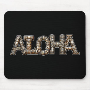 Hawaiian Polynesian Aloha Bamboo Look Mouse Mat