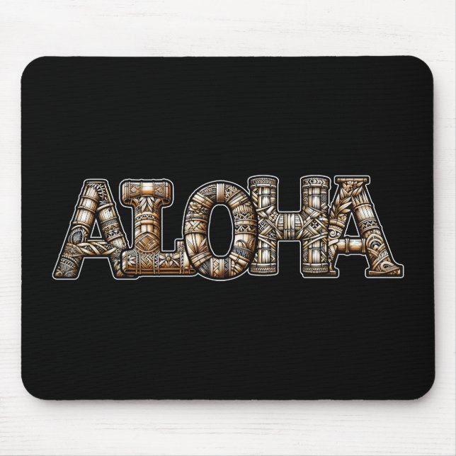Hawaiian Polynesian Aloha Bamboo Look Mouse Mat (Front)