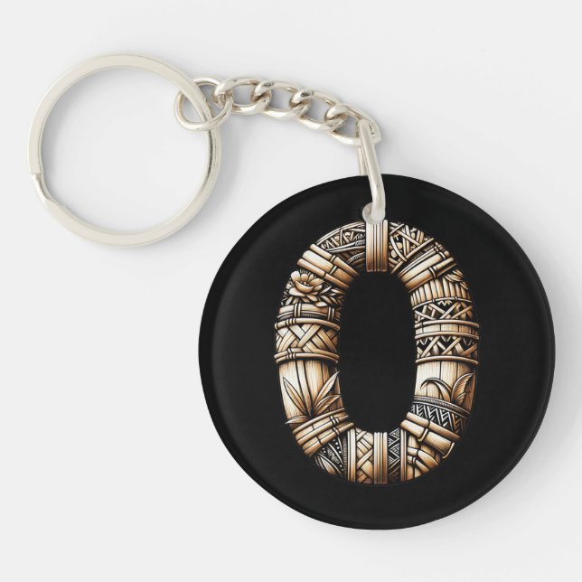 Hawaiian Polynesian Aloha Letter O Custom Initial  Key Ring (Front)