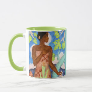 Hawaiian Polynesian Woman Vintage Art Monogram Mug