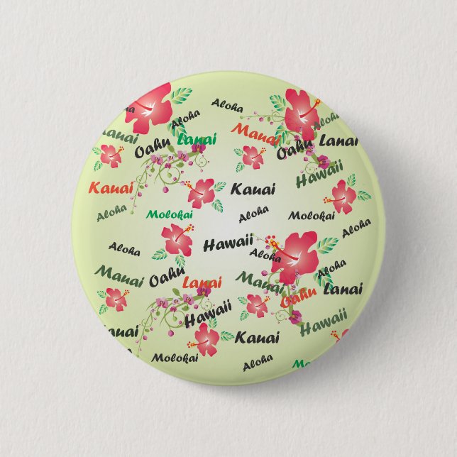 Hawaiian Print 6 Cm Round Badge (Front)