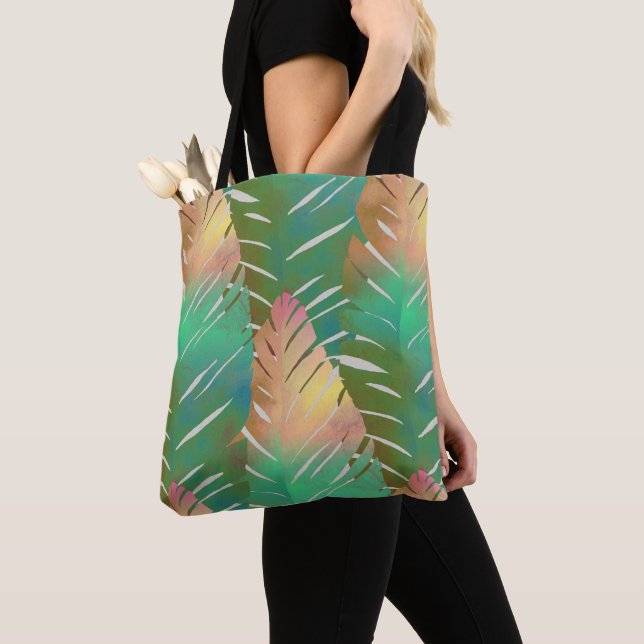 Hawaiian print banana leaf tote bag (Close Up)