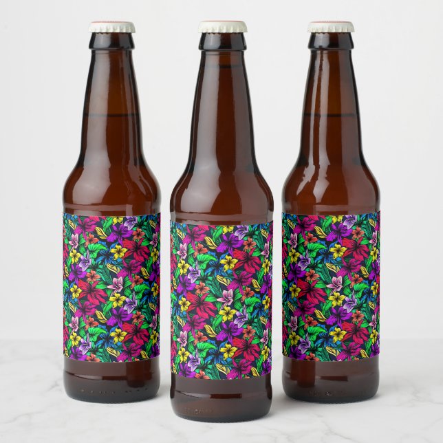 Hawaiian Print Beer Bottle Label (Bottles)