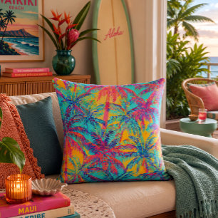 Hawaiian print coconut palm tree pattern cushion