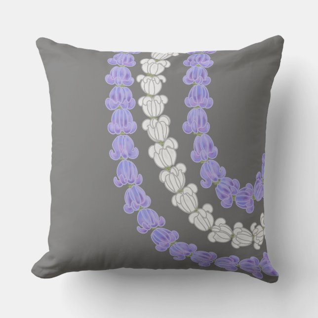 Hawaiian Print crown flower lei Cushion (Front)