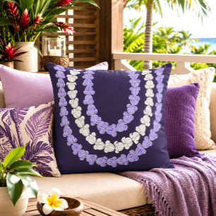 Hawaiian Print crown flower lei Cushion