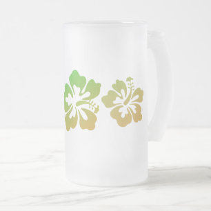 Hawaiian Print Frosted Glass Beer Mug