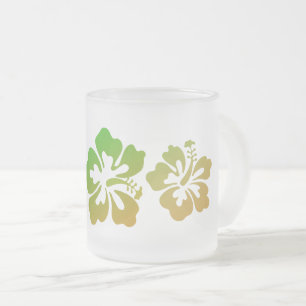 Hawaiian Print  Frosted Glass Coffee Mug