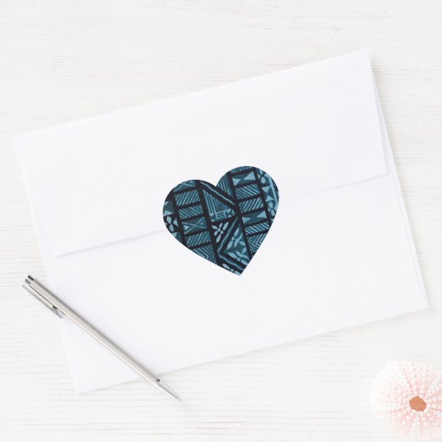 Hawaiian Print Heart Sticker (Envelope)