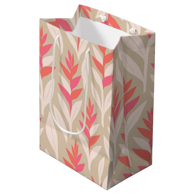 Hawaiian print heliconia medium gift bag (Front Angled)