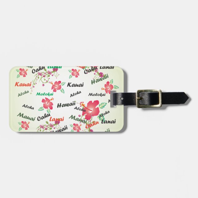 Hawaiian Print Luggage Tag (Front Horizontal)