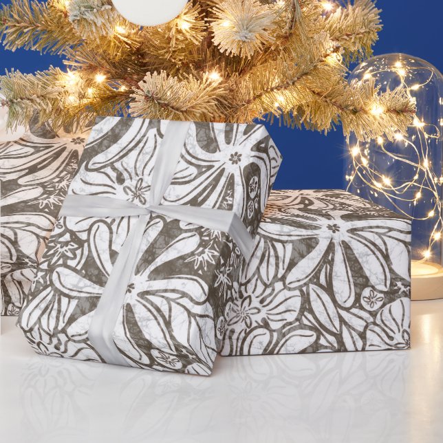 Hawaiian Print Naupaka ilima tiare flowers Wrapping Paper (Holidays)