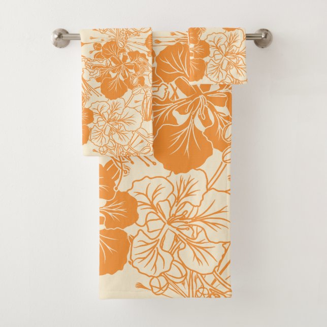 Hawaiian print Ohai Alii flower Bath Towel Set (Insitu)