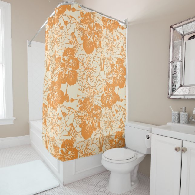 Hawaiian print Ohai Alii flower Shower Curtain (In Situ)