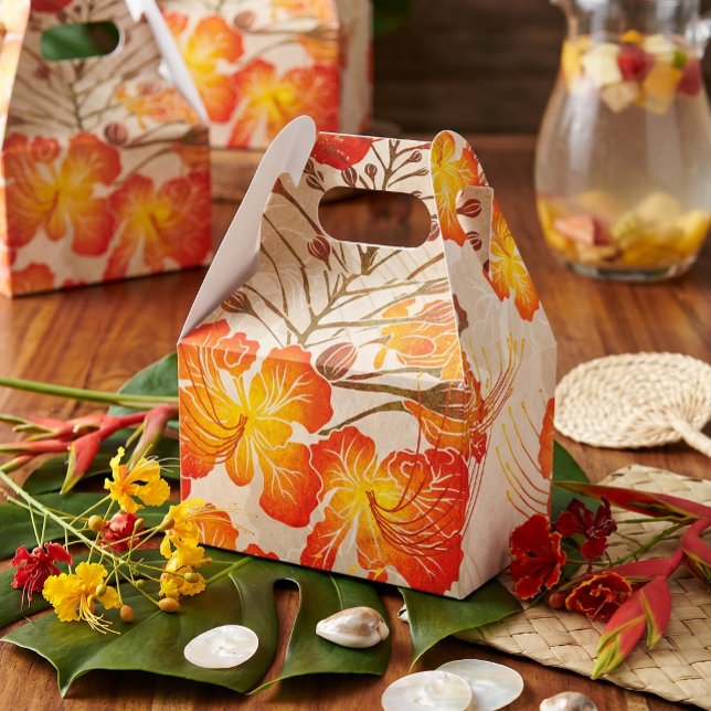 Hawaiian print Ohai Alii v2 pattern Favour Box (ohai alii peacock flower party favor box)