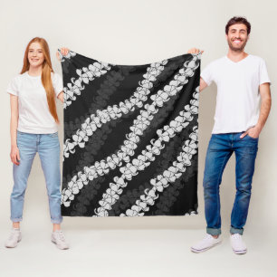 Hawaiian Print Puakenikeni lei Fleece Blanket