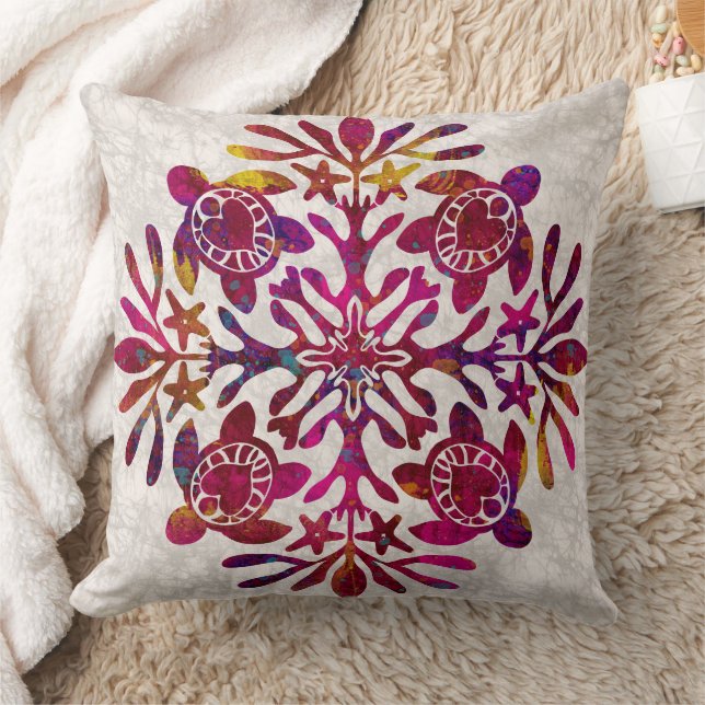 Hawaiian print quilt honu turtle batik cushion (Blanket)