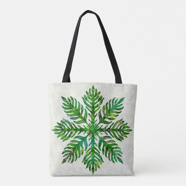 Hawaiian print quilt lauae fern tote bag (Back)