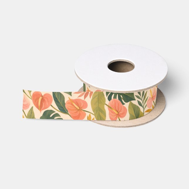 Hawaiian print  satin ribbon (Spool)