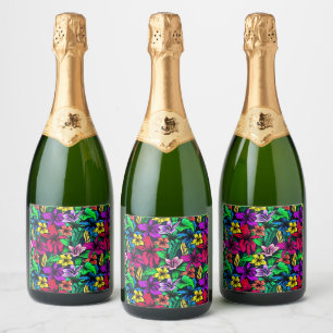 Hawaiian Print Sparkling Wine Label