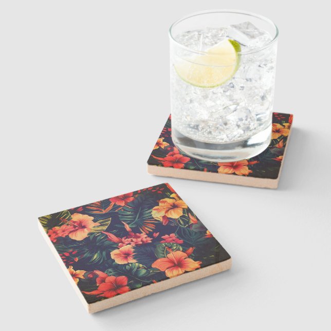 Hawaiian Print Stone Coaster (Side)