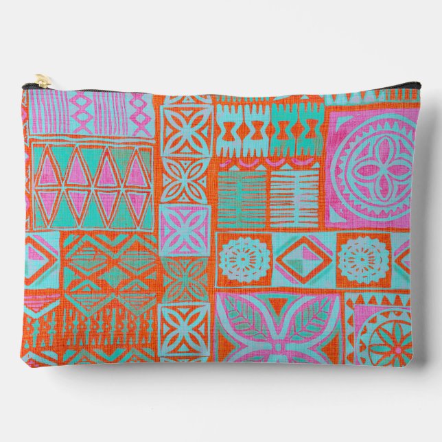 hawaiian print tapa accessory pouch (Front)