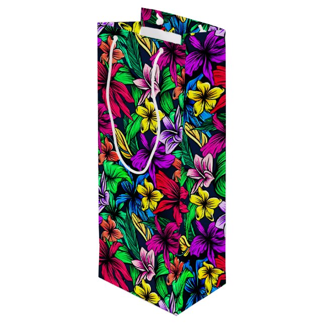 Hawaiian Print Wine Gift Bag (Back Angled)